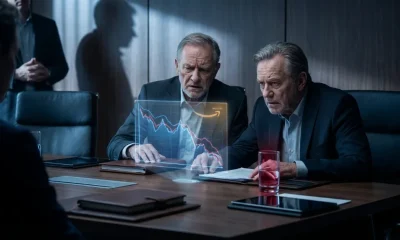 Imagem conceitual de uma rede neural e logos de big techs, simbolizando investimentos em inteligência artificial.