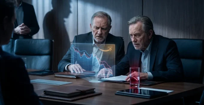 Imagem conceitual de uma rede neural e logos de big techs, simbolizando investimentos em inteligência artificial.