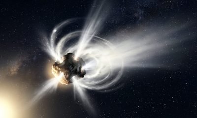 Conceito artístico do Cometa 41P, um cometa da família de Júpiter, com jatos de gás se desprendendo de sua superfície gelada enquanto se aproxima do Sol.