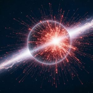 Representação artística de uma superflare massiva sendo ejetada de uma estrela próxima