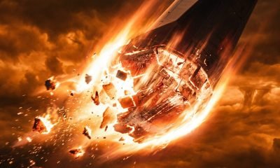 Escudos térmicos - Simulação de um escudo térmico de nave espacial durante reentrada em uma atmosfera alienígena com pouco oxigênio, mostrando o fenômeno de spa