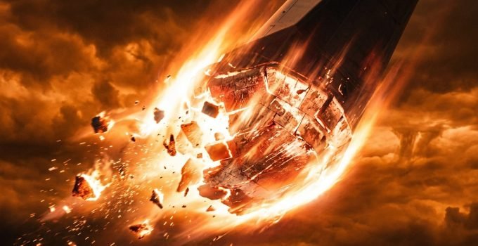 Escudos térmicos - Simulação de um escudo térmico de nave espacial durante reentrada em uma atmosfera alienígena com pouco oxigênio, mostrando o fenômeno de spa