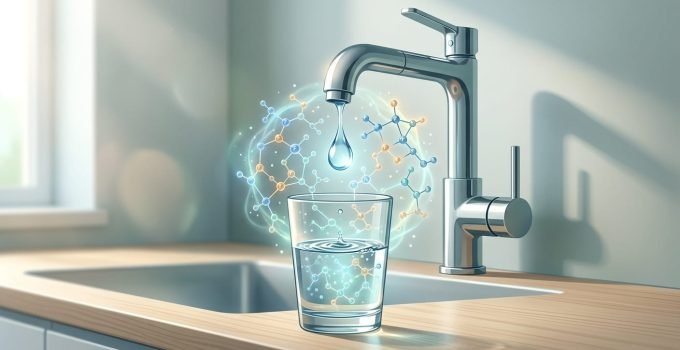 Torneira pingando água em um copo, representando a polêmica do flúor na água em Birmingham, a transparência e a saúde pública.