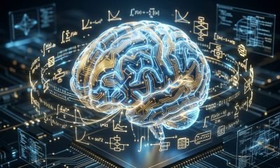 Representação visual do Nvidia Nemotron-Cascade 2, um modelo de IA eficiente, com circuitos dourados e símbolos de matemática e código, ilustrando sua performan