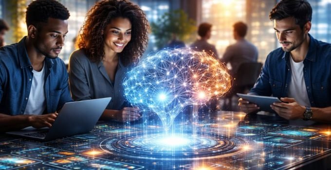 Ilan Zerbib, fundador da Sapiom, em seu escritório com gráficos de transações de IA.