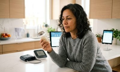 Pessoa observando substituto de sal para redução de sódio e controle da pressão alta.