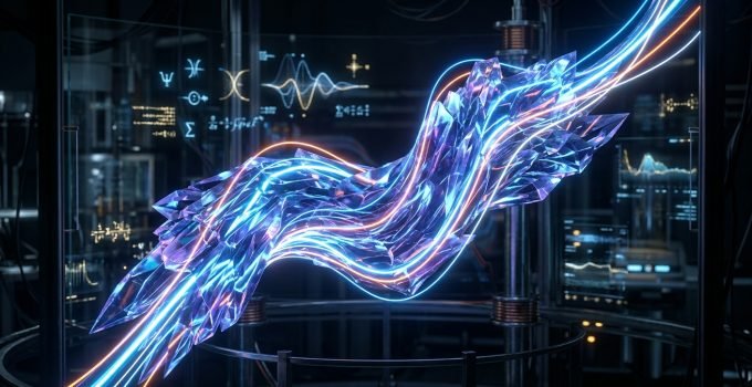 Cientistas observam um cristal de rutenato de estrôncio sendo torcido em um laboratório futurista, revelando seu comportamento inesperado como supercondutor, qu