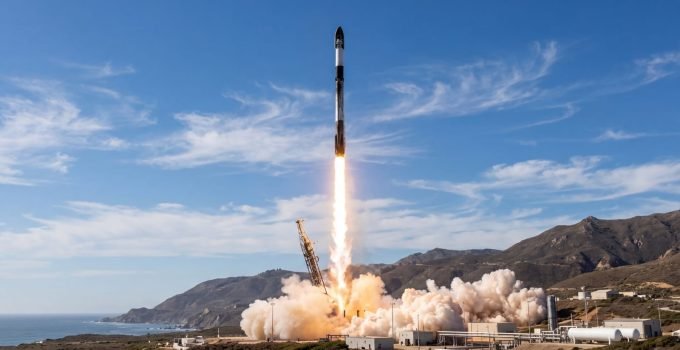 Foguete SpaceX Falcon 9 decolando, levando consigo a mais recente tecnologia espacial em órbita baixa da NASA, incluindo satélites pequenos e experimentos inova